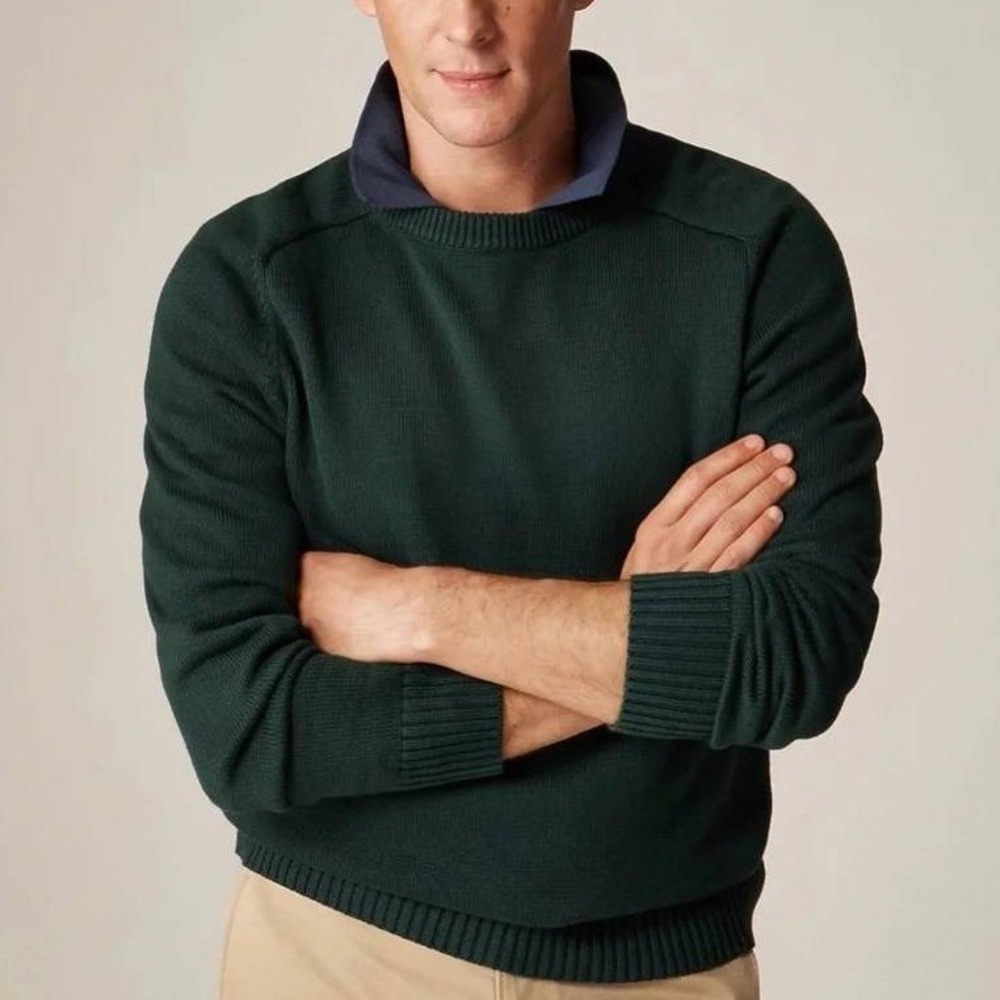 NWT J. Crew Heritage Knit Crewneck Sweater XL Green Old Money Ivy Style Preppy